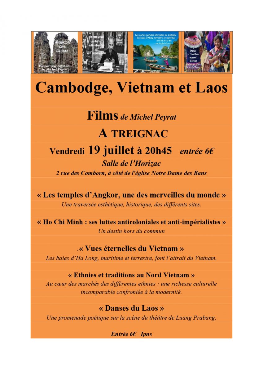 Cambodge, Vietnam et Laos, projection de films ...