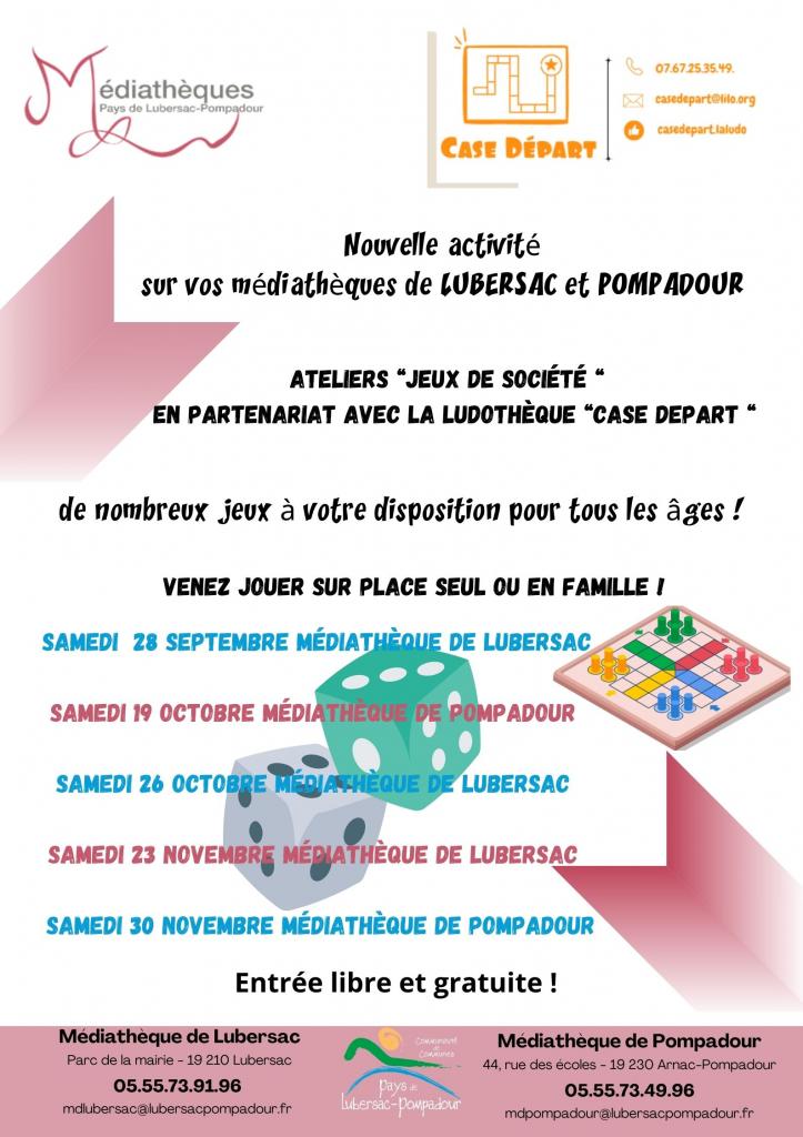 Ateliers jeux de société à la médiathèque de L ...