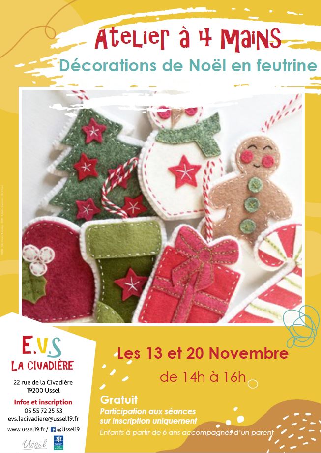 Atelier à 4 mains "Décorations de Noël en feut ...