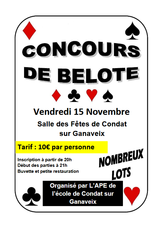 Concours de Belote - APE de Condat