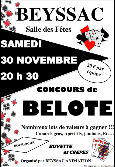 Concours de belote à Beyssac