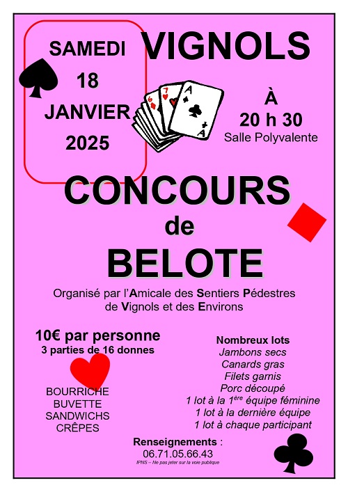 Concours de belote à Vignols