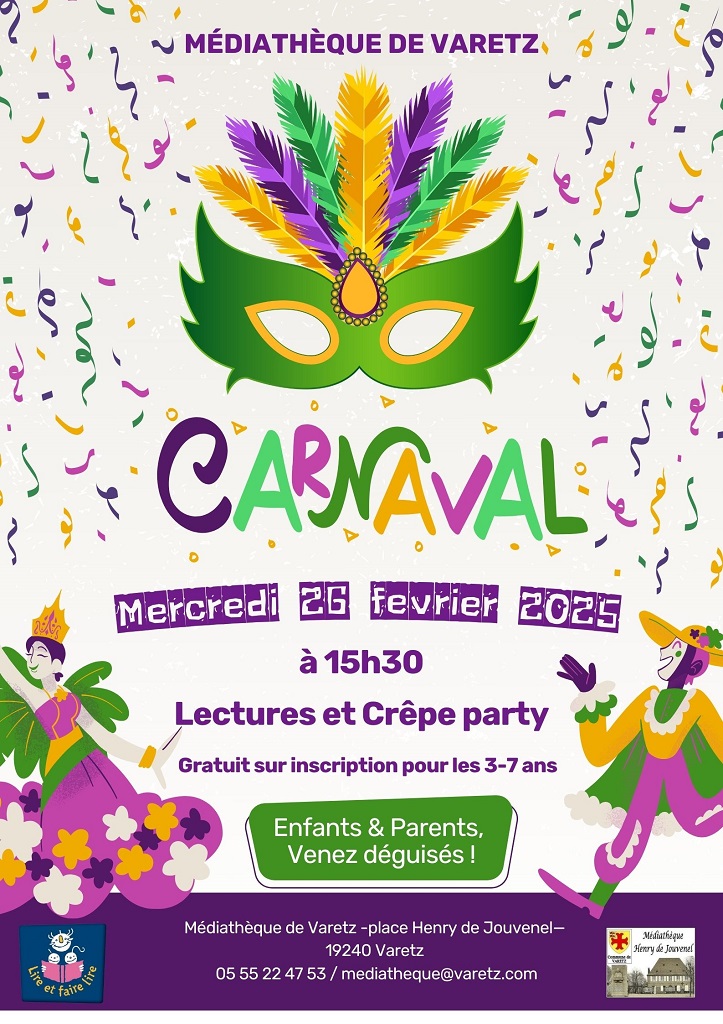 Carnaval en fête à la médiathèque de Varetz !