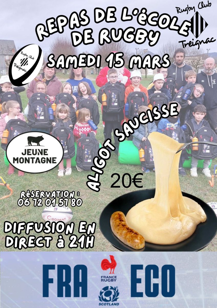 Repas de l'école de Rugby de Treignac : aligot ...